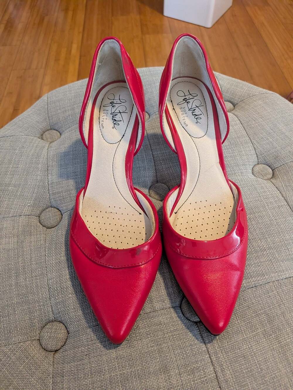LifeStride Women's Saldana Red Patent Trim D'Orsay Pumps